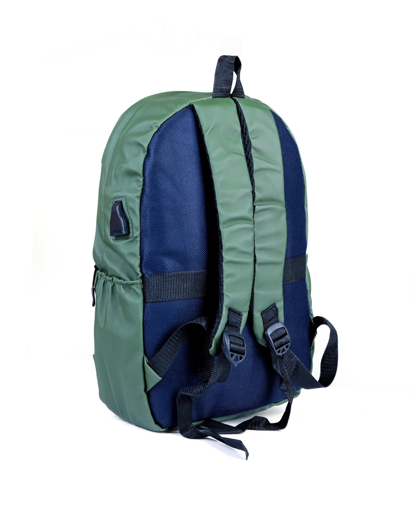 Minimalist Olive Green Backpack with Vertical Front Zipper