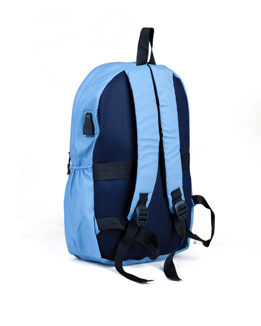 baby blue Backpack with Vertical Front Zipper