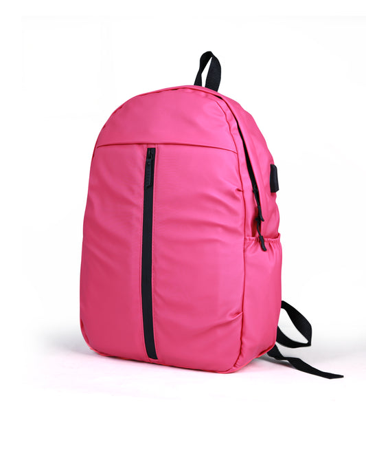 Stylish Pink Backpack with Vertical Front Zipper
