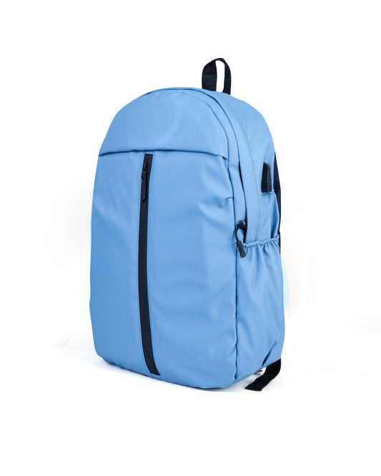 baby blue Backpack with Vertical Front Zipper