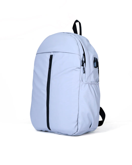 white gray Backpack with Vertical Front Zipper