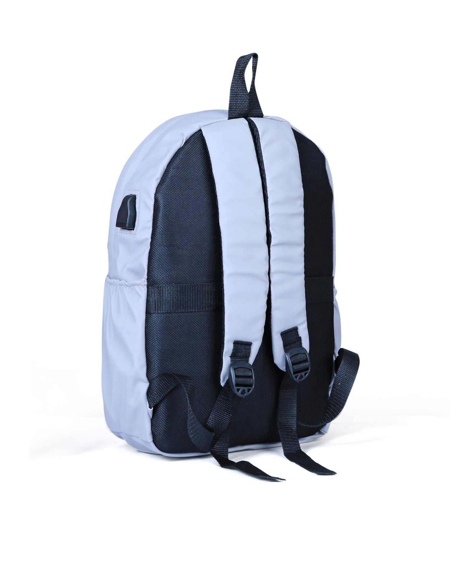 white gray Backpack with Vertical Front Zipper