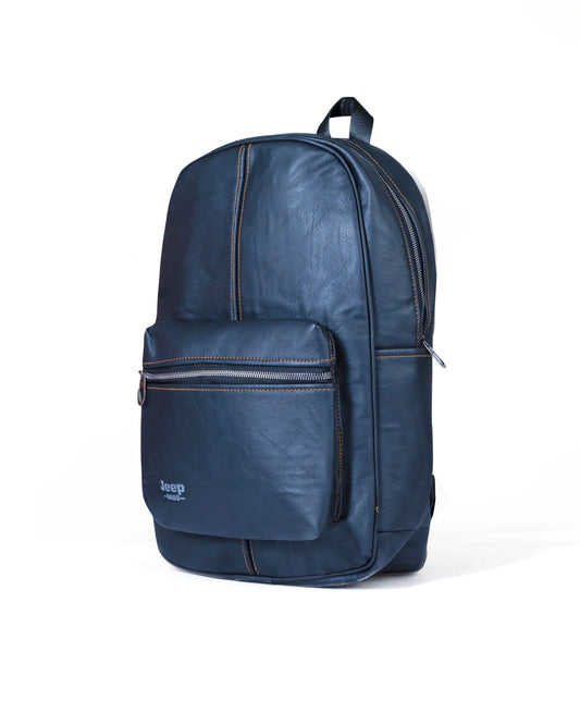 Jeep Faux Leather Backpack - Navy
