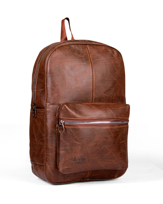 Dark Brown Leather Backpack – Jeep Buluo Classic Travel Bag